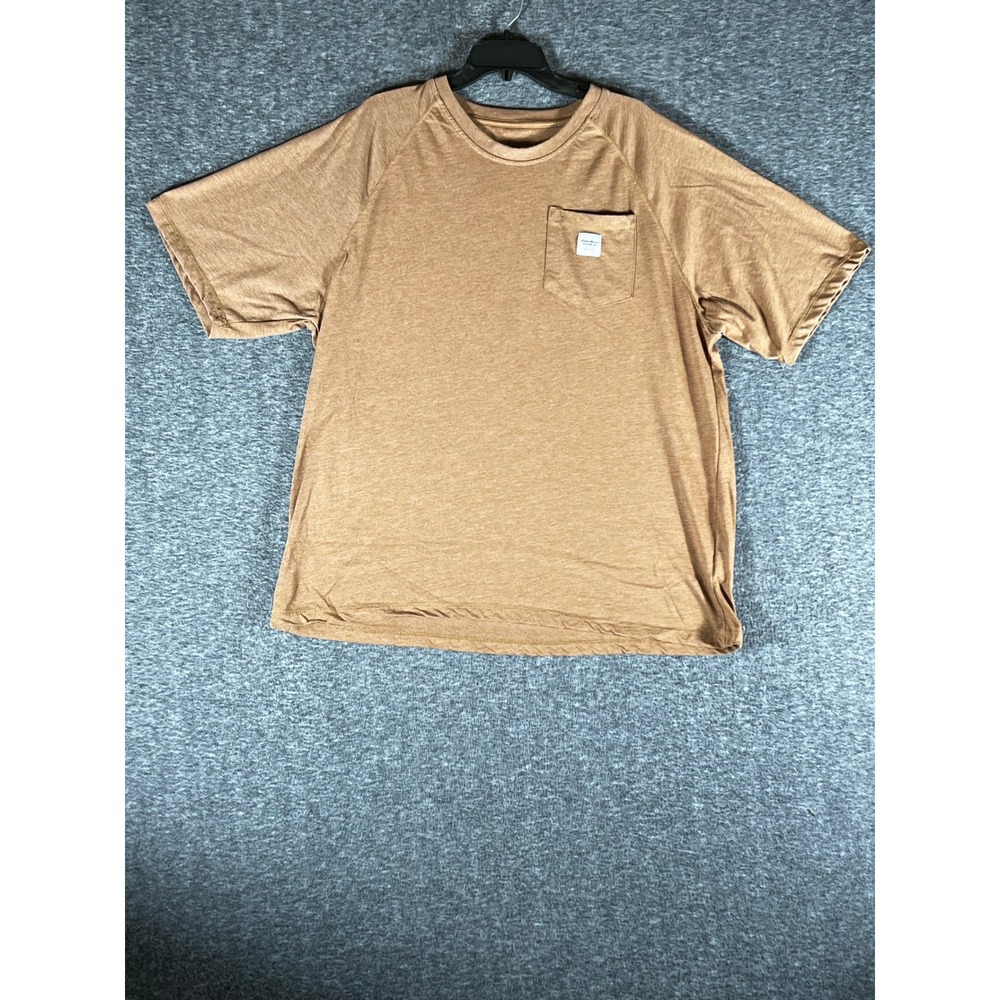 Eddie Bauer Workwear Mens XL Brown Heathered Pocket Tee Short Sleeve Crew‎ Neck